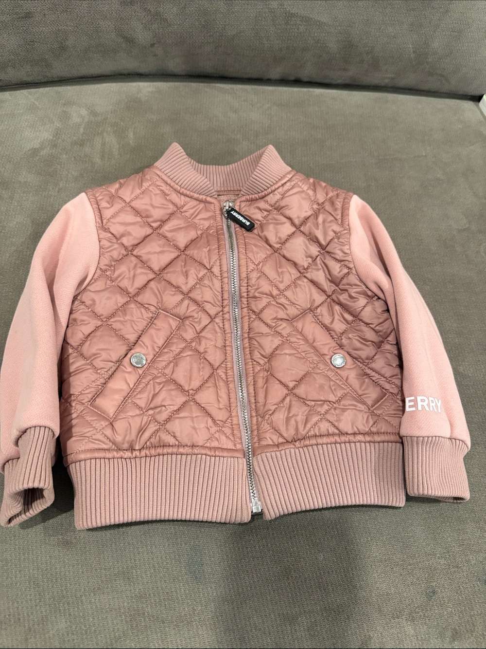 Burberry Quilted Pink Bomber Jacket for Kids